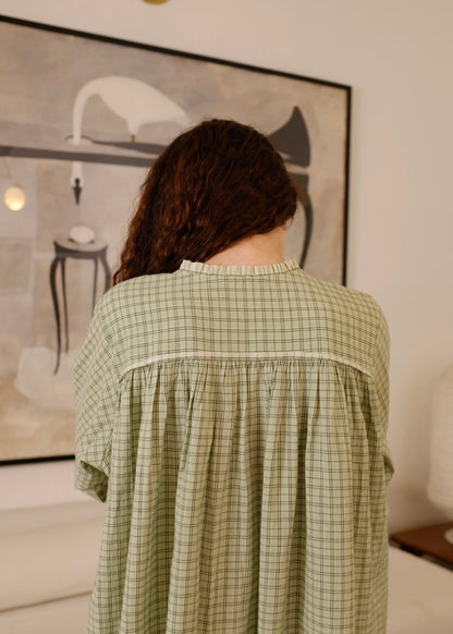 Vienna | Relaxed Smoke Checks Cotton Dress — image 3