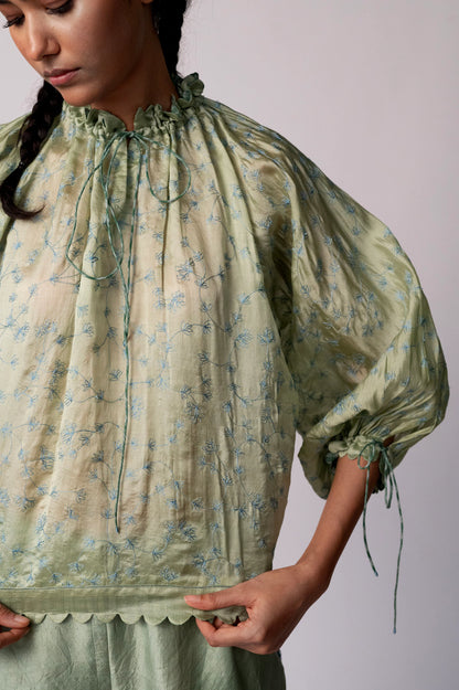 Chinar | Silk-Organza Top