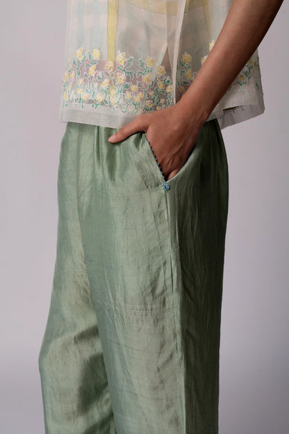 Anjira | Green Silk Pants