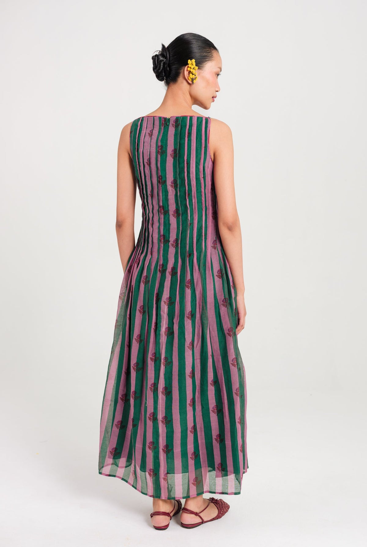 Twirl | Green - Purple Pleated Dress — image 4