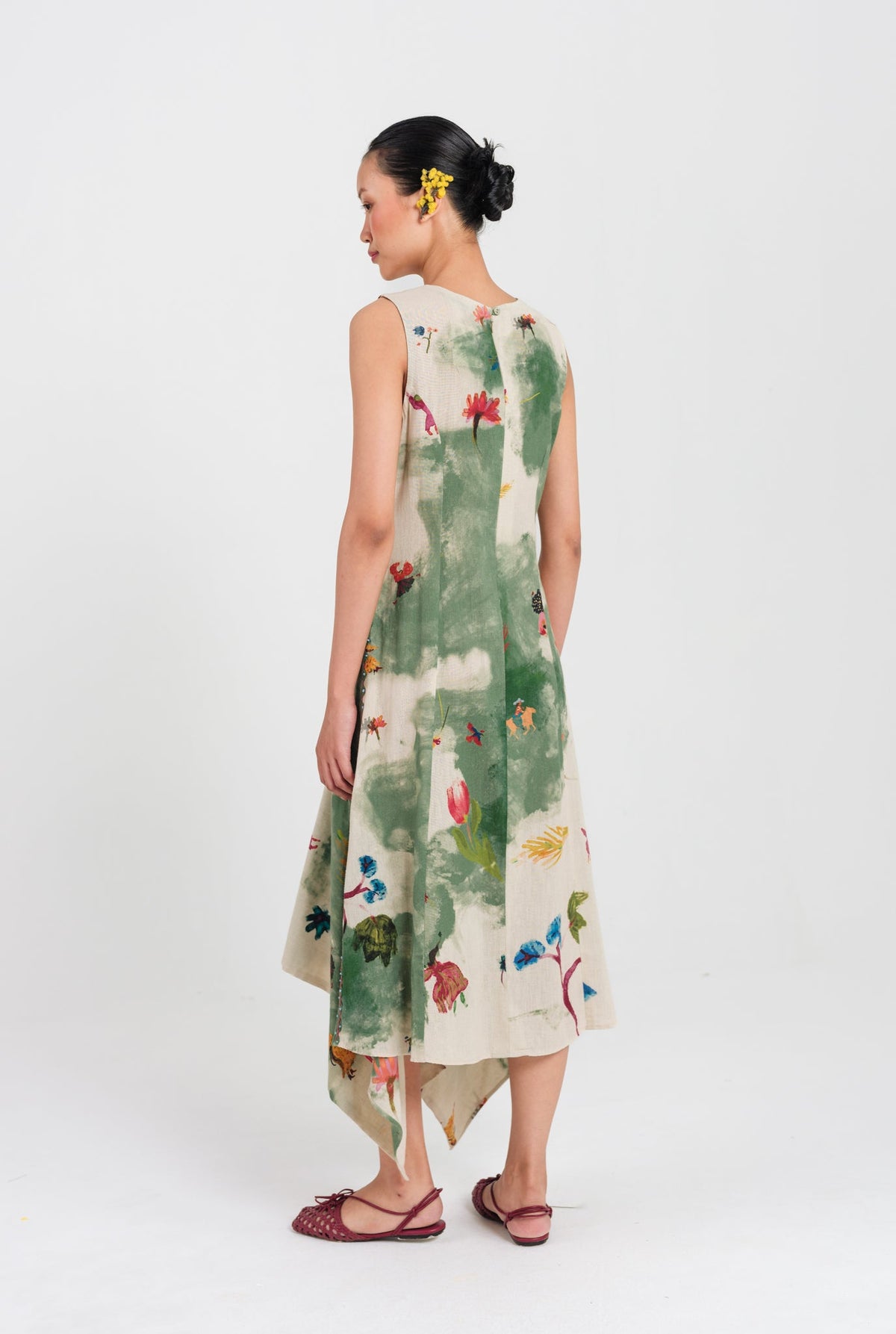 Sway | Green - Beige Asymmetric Dress — image 4