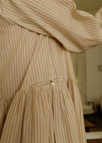 Blake | Oversized Drop-waist Sand Cotton Dress — image 4