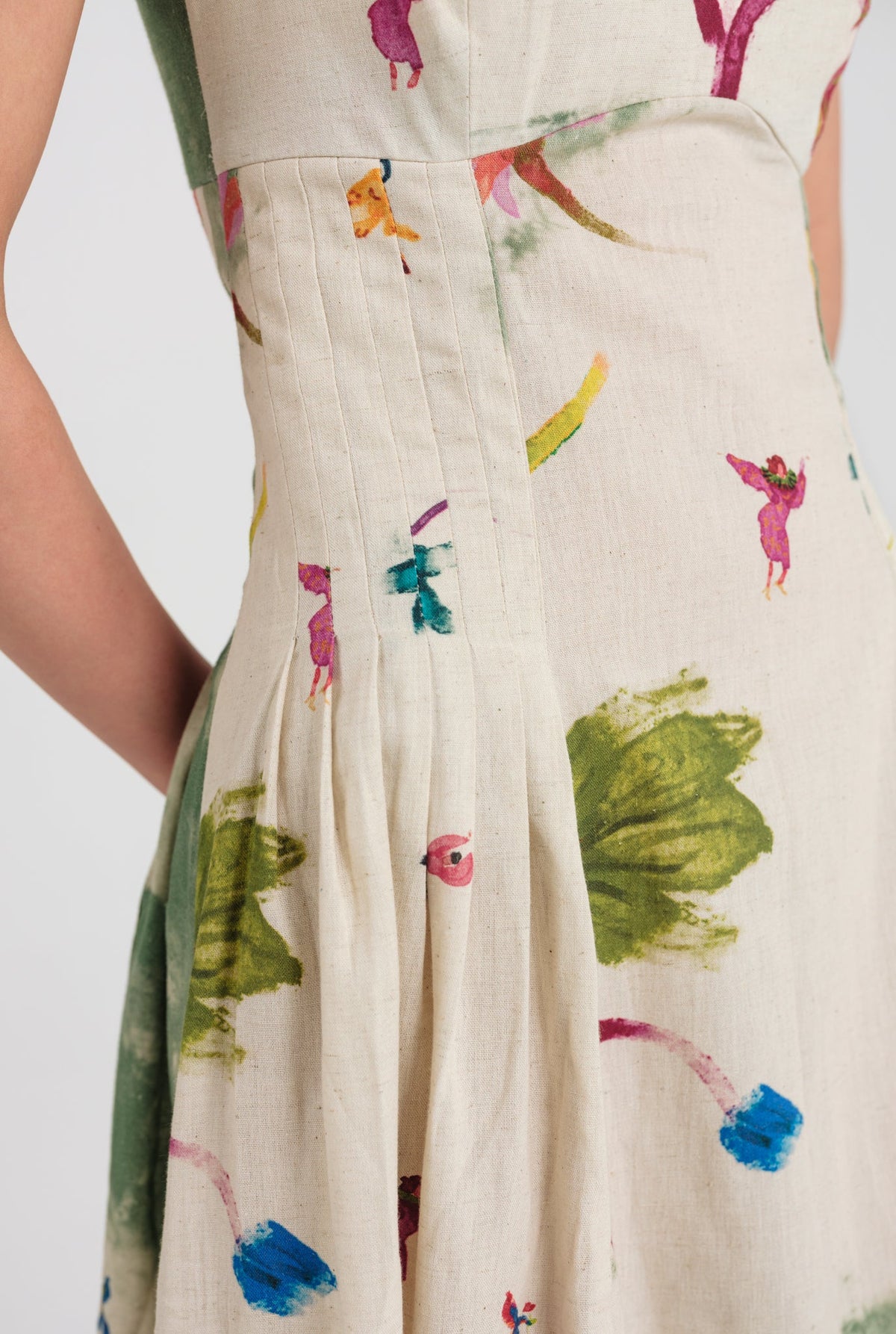Sway | Green - Beige Pleated Dress — image 4