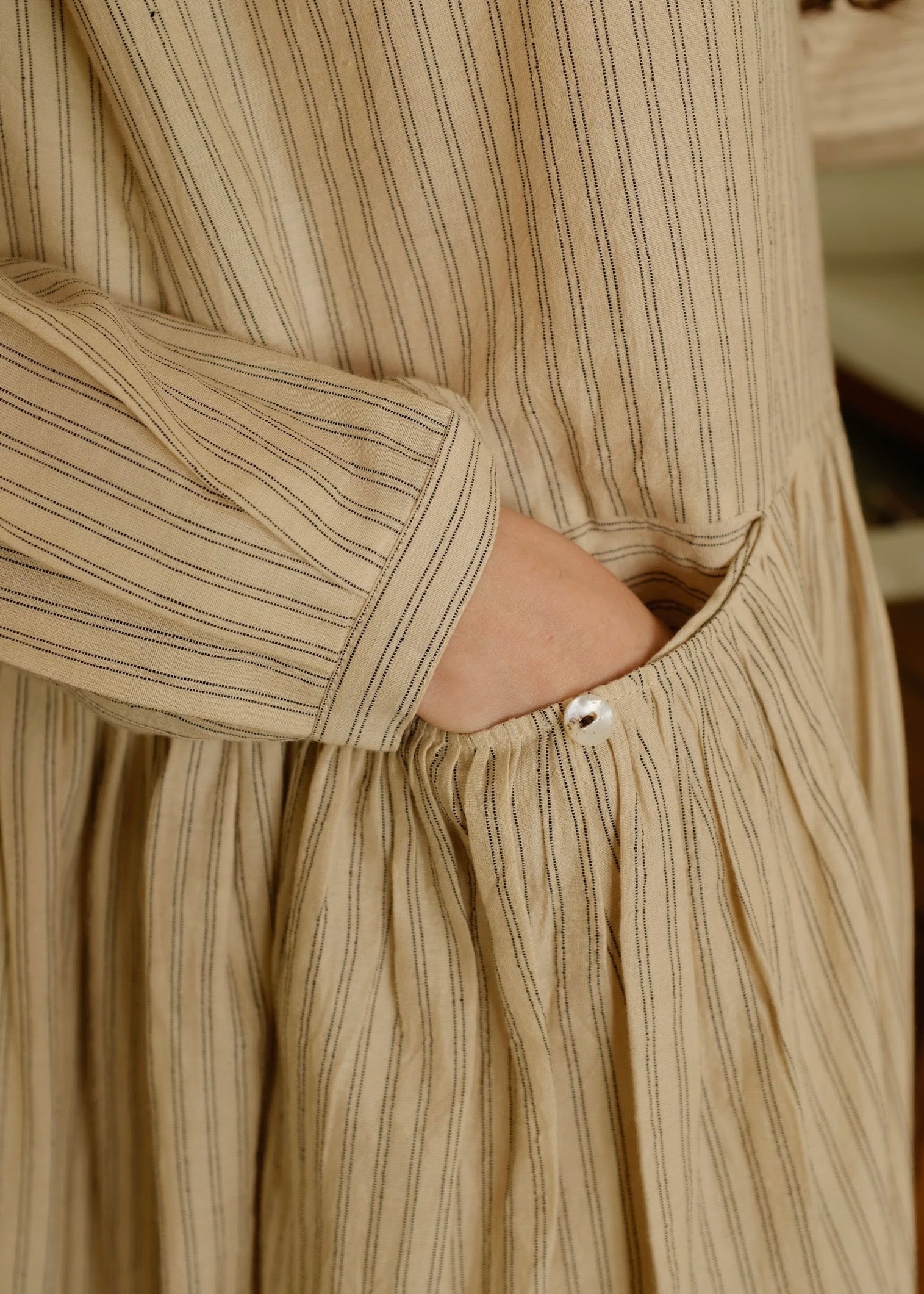 Blake | Oversized Drop-waist Sand Cotton Dress — image 5