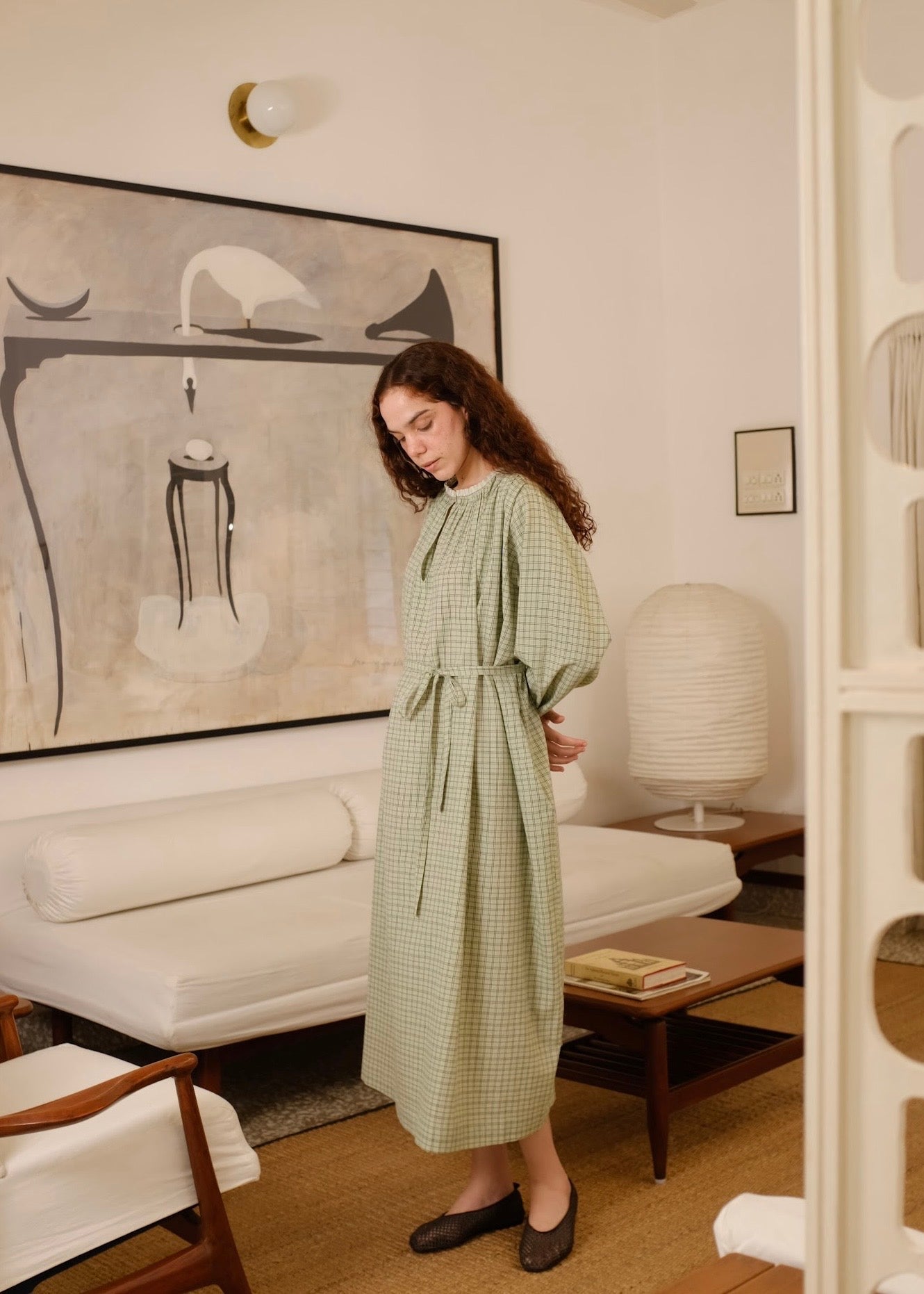 Vienna | Relaxed Smoke Checks Cotton Dress — image 5