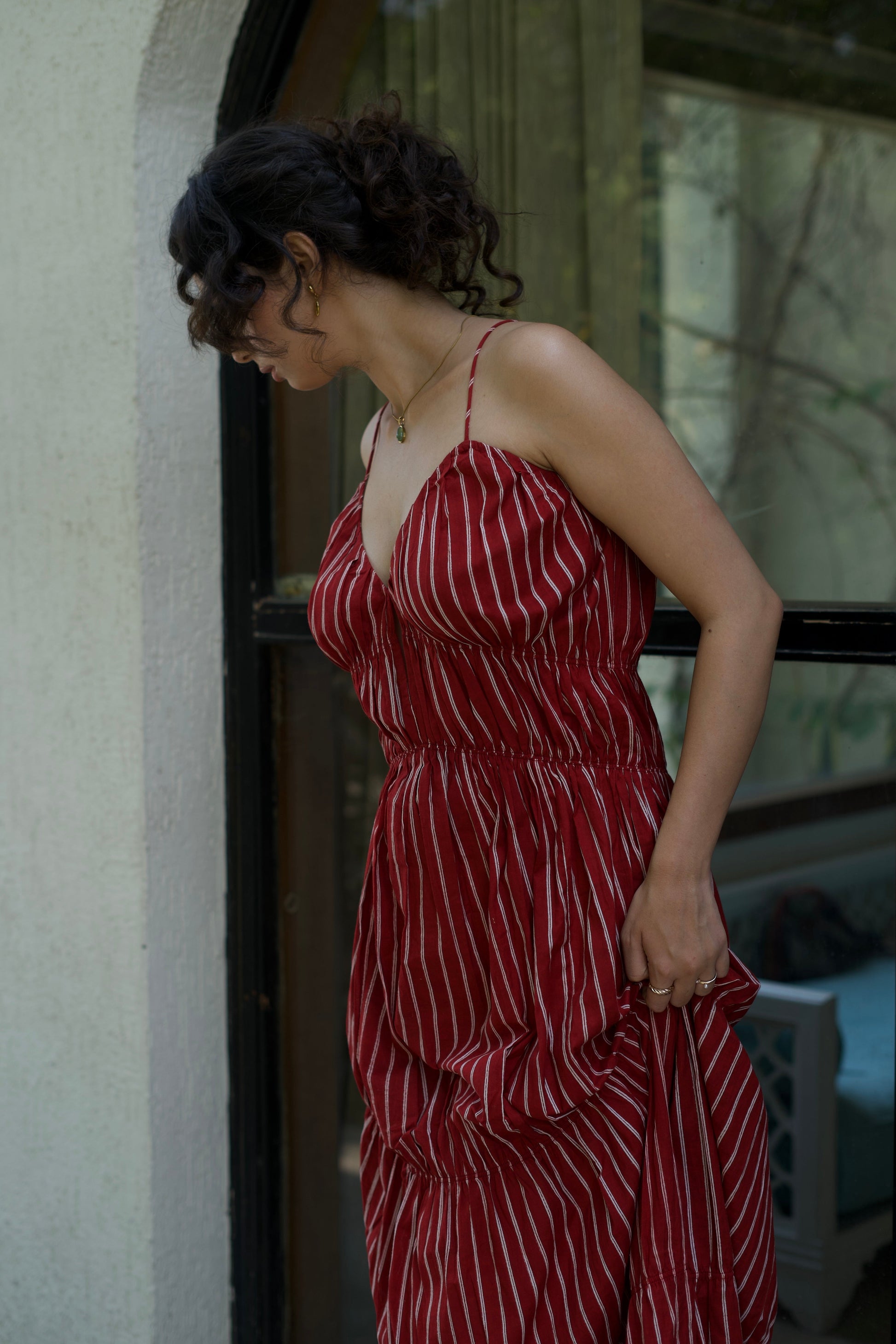 Gigi | Greige & Tan Striped Dress — image 5
