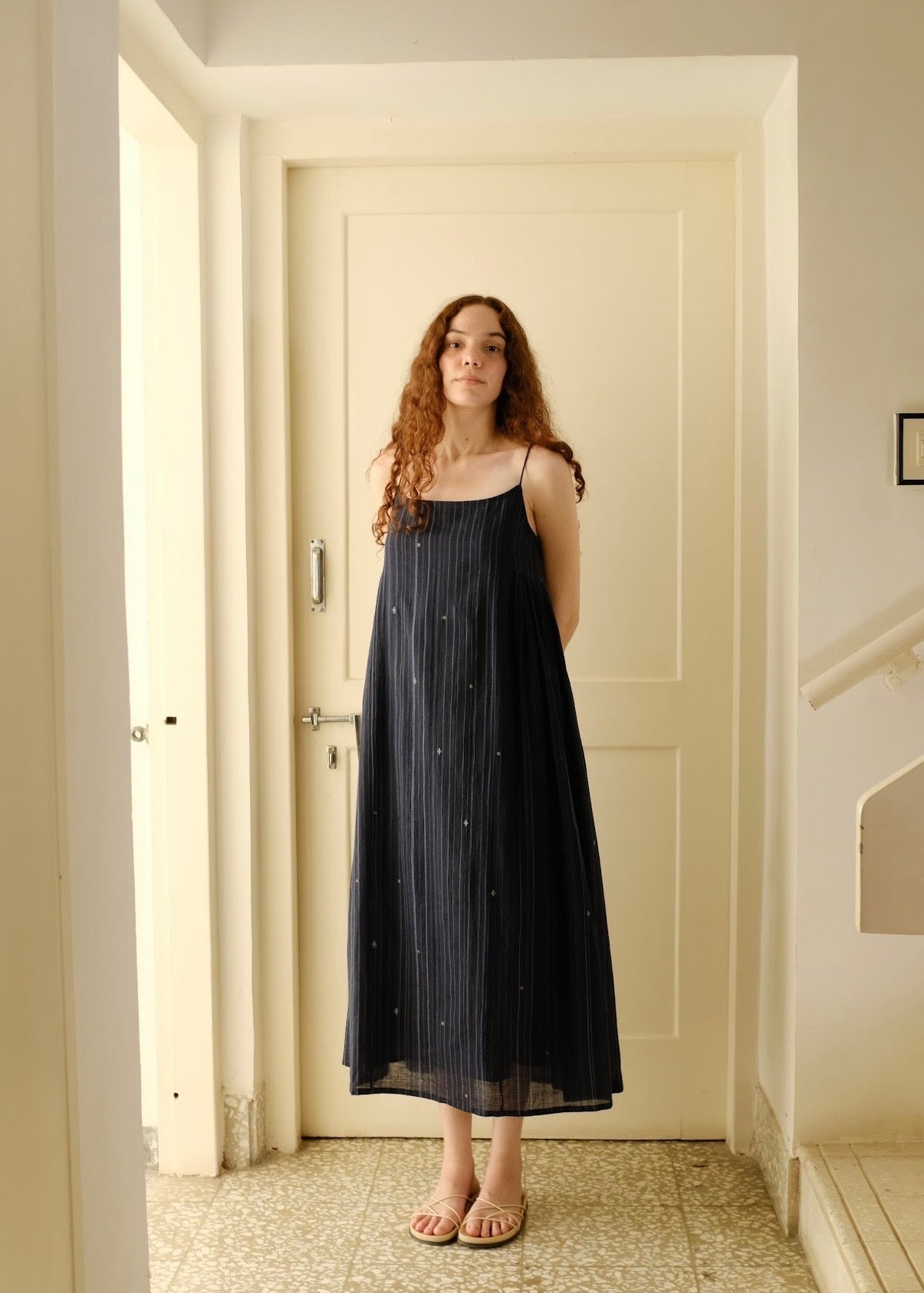 Portia | Midnight Jamdani Cotton Dress — image 6