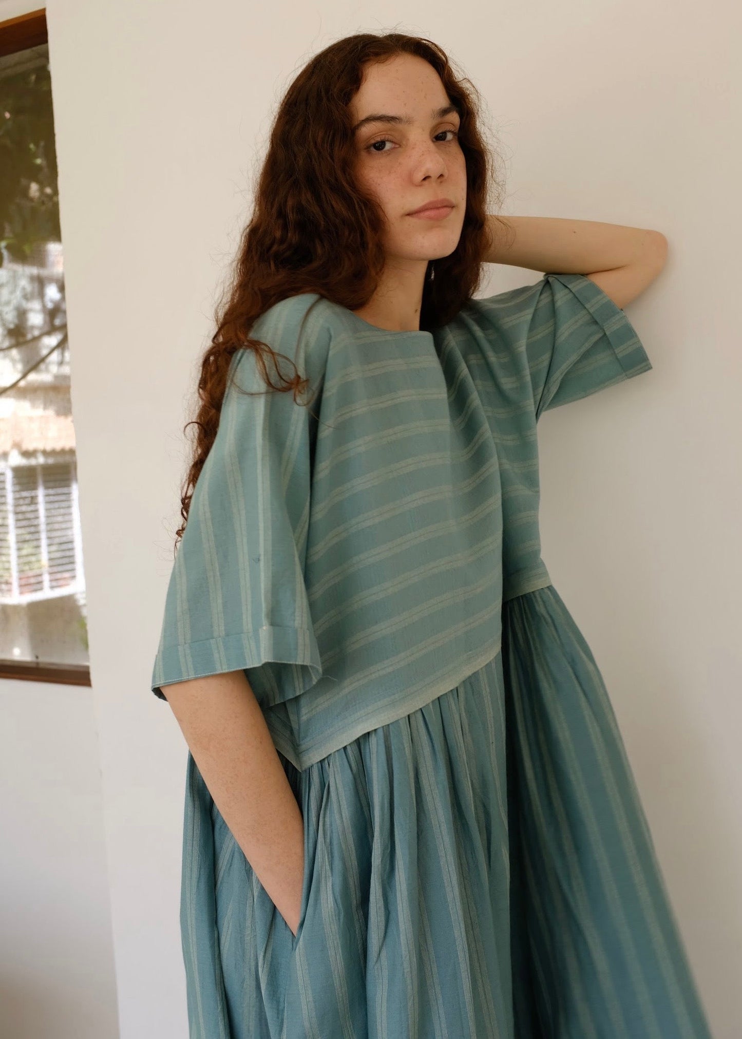 Nina | Relaxed Sea Green Silk Dress — image 6