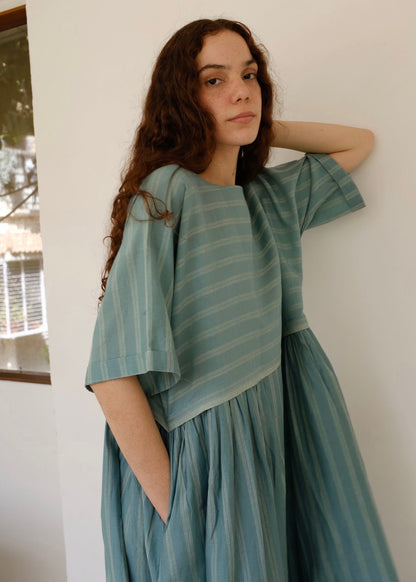 Nina | Relaxed Sea Green Silk Dress — image 6