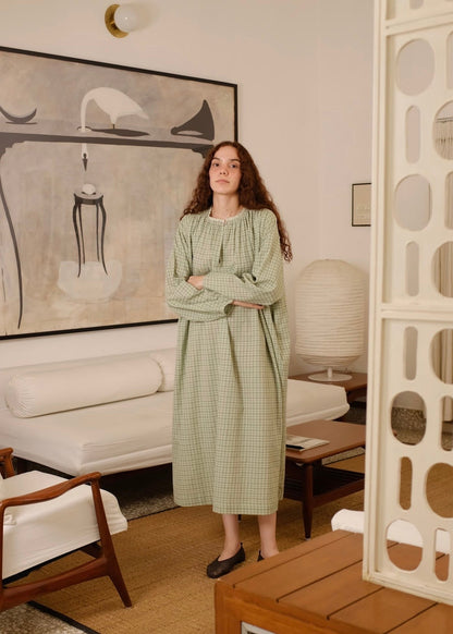 Vienna | Relaxed Smoke Checks Cotton Dress — image 6