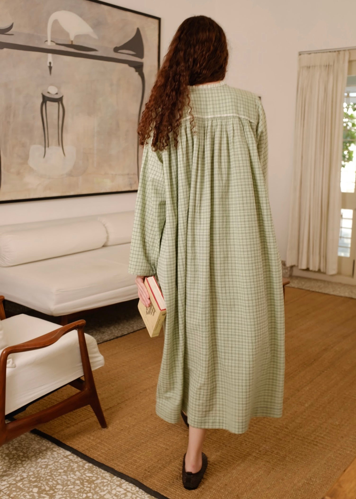 Vienna | Relaxed Smoke Checks Cotton Dress — image 8