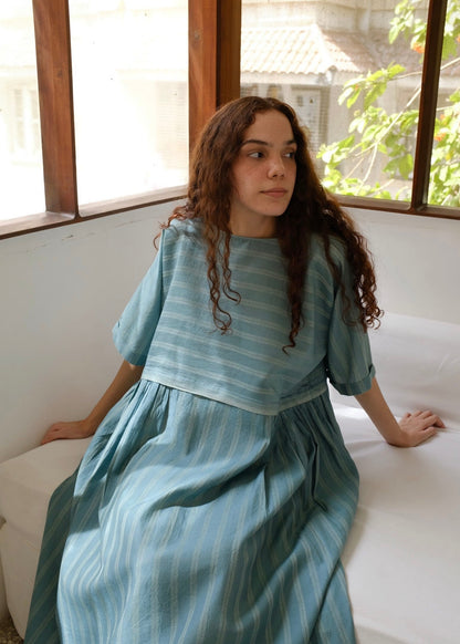 Nina | Relaxed Sea Green Silk Dress — image 8
