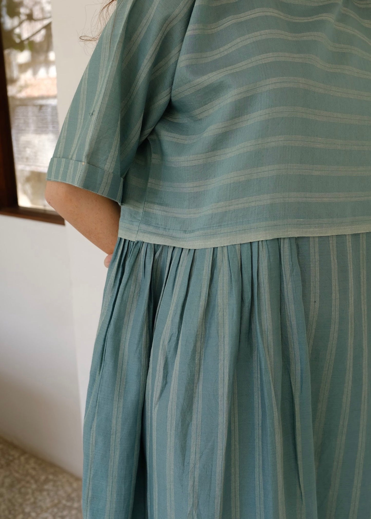 Nina | Relaxed Sea Green Silk Dress — image 9