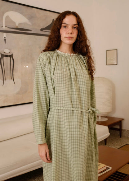 Vienna | Relaxed Smoke Checks Cotton Dress — image 9