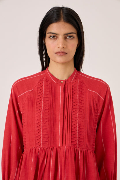 Amila | Red Stripe Shirt Dress