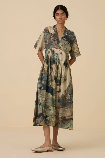 Aara | Green Print Dress