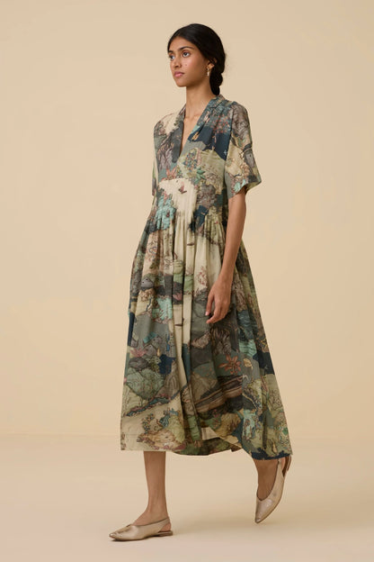 Aara | Green Print Dress