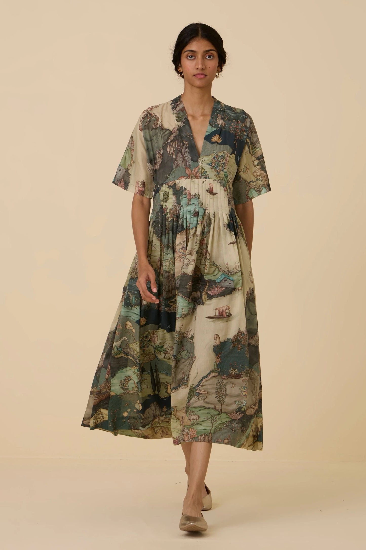 Aara | Green Print Dress