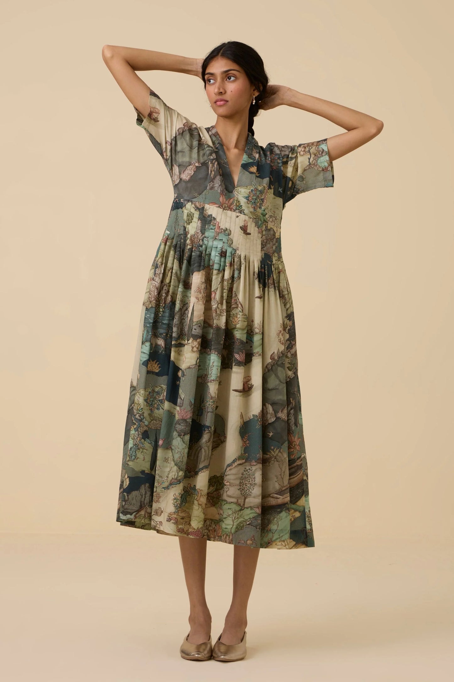 Aara | Green Print Dress