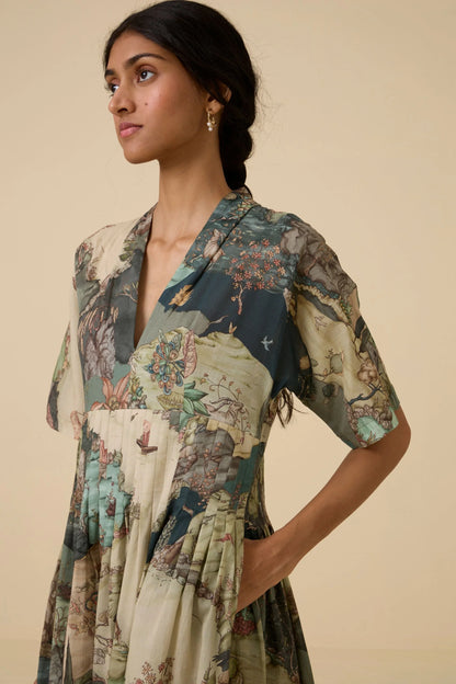 Aara | Green Print Dress