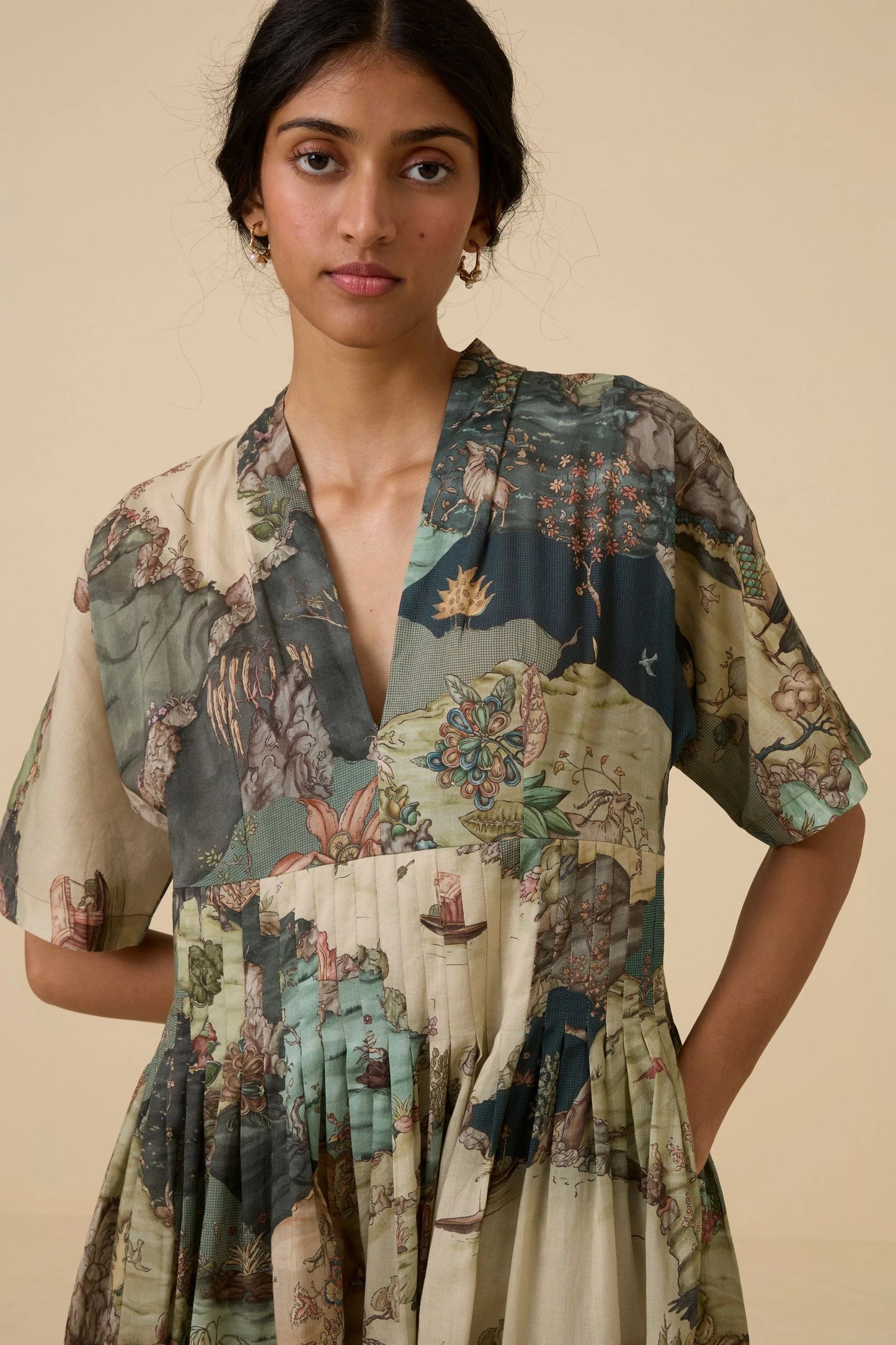 Aara | Green Print Dress