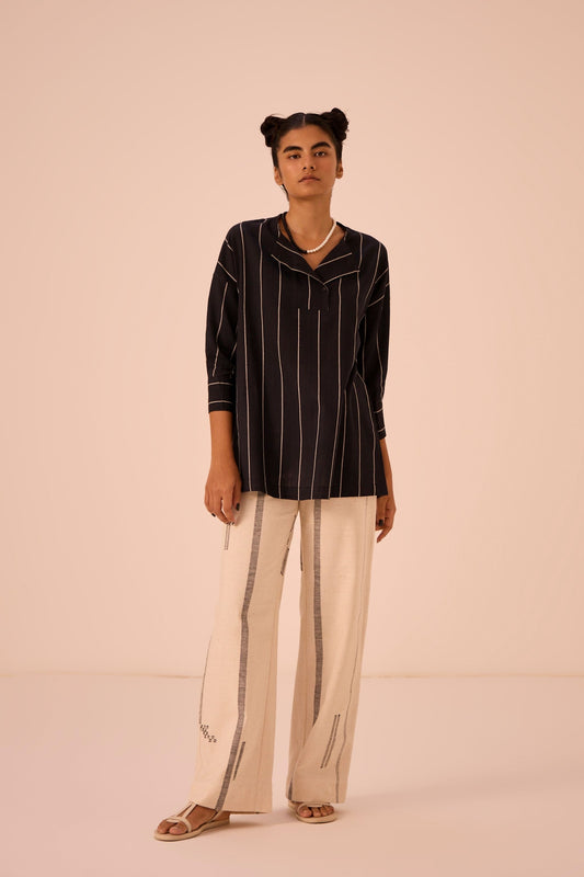 Samudra | Black Striped Top