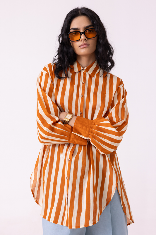 Tori Rust Striped Shirt | shirt — image 1