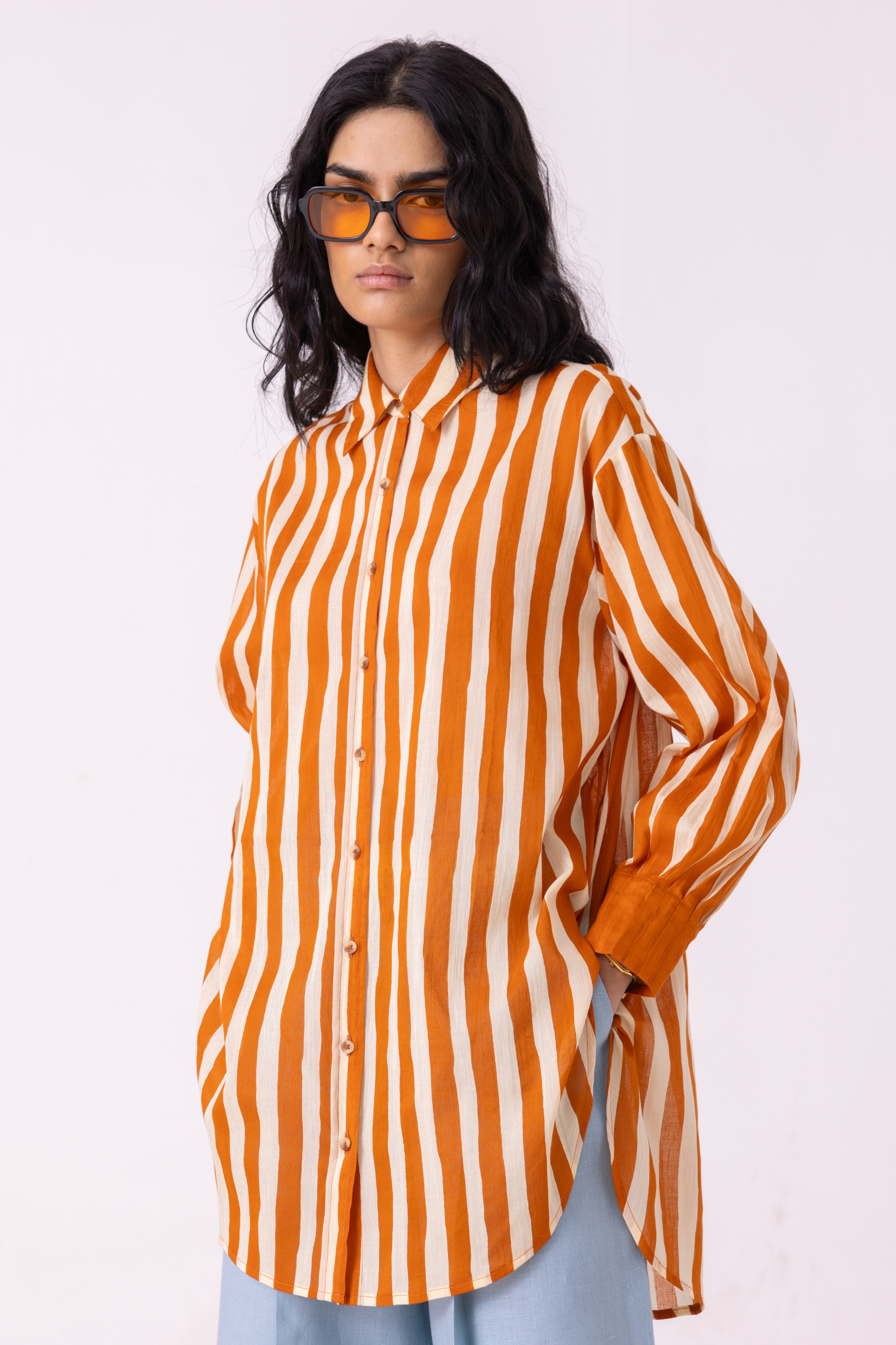 Tori Rust Striped Shirt | shirt — image 2