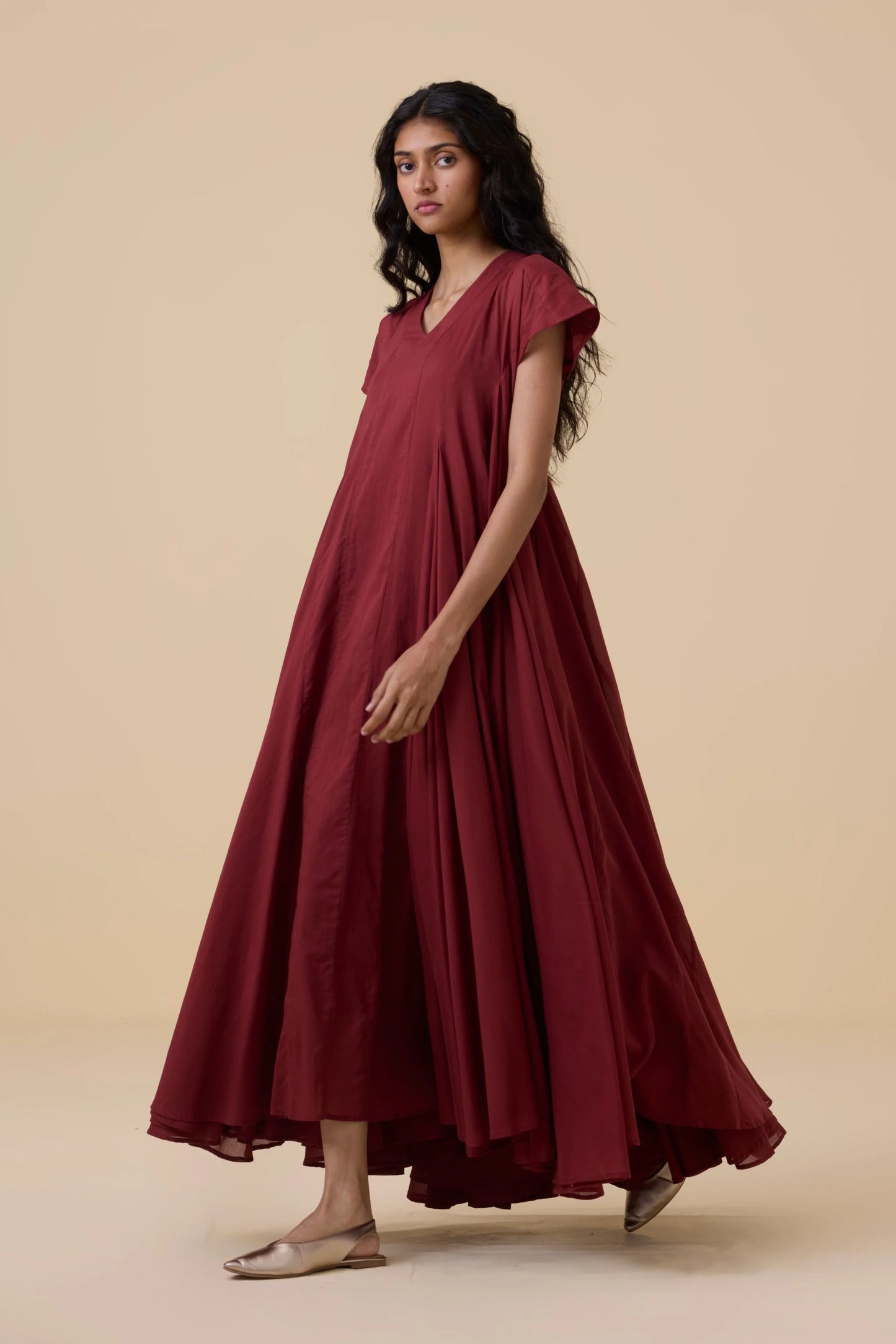 Hadil | Berry Cotton Maxi Dress