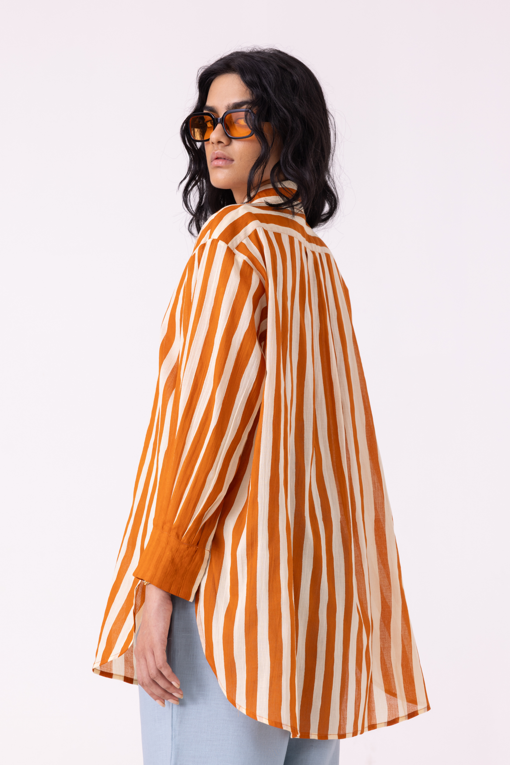Tori Rust Striped Shirt | shirt — image 9