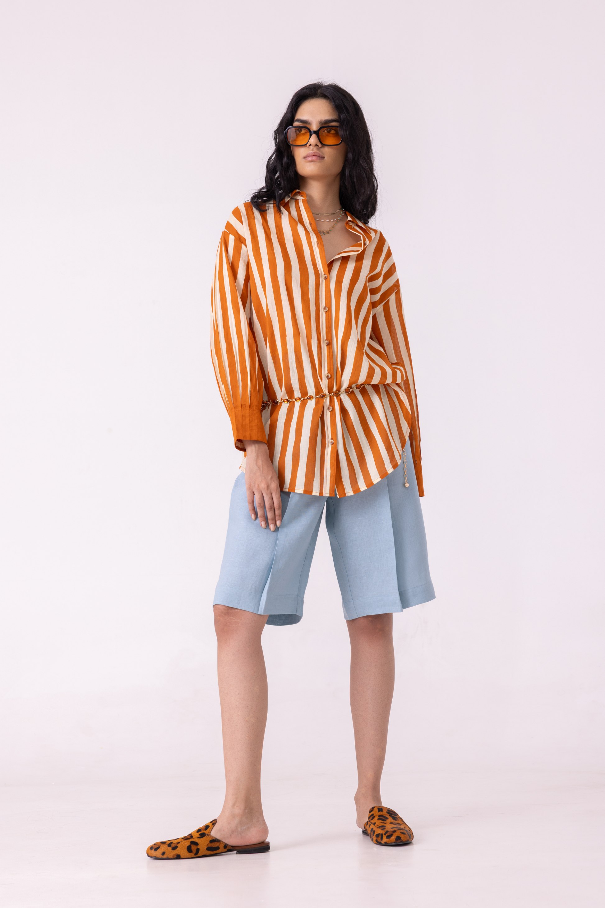 Tori Rust Striped Shirt | shirt — image 10