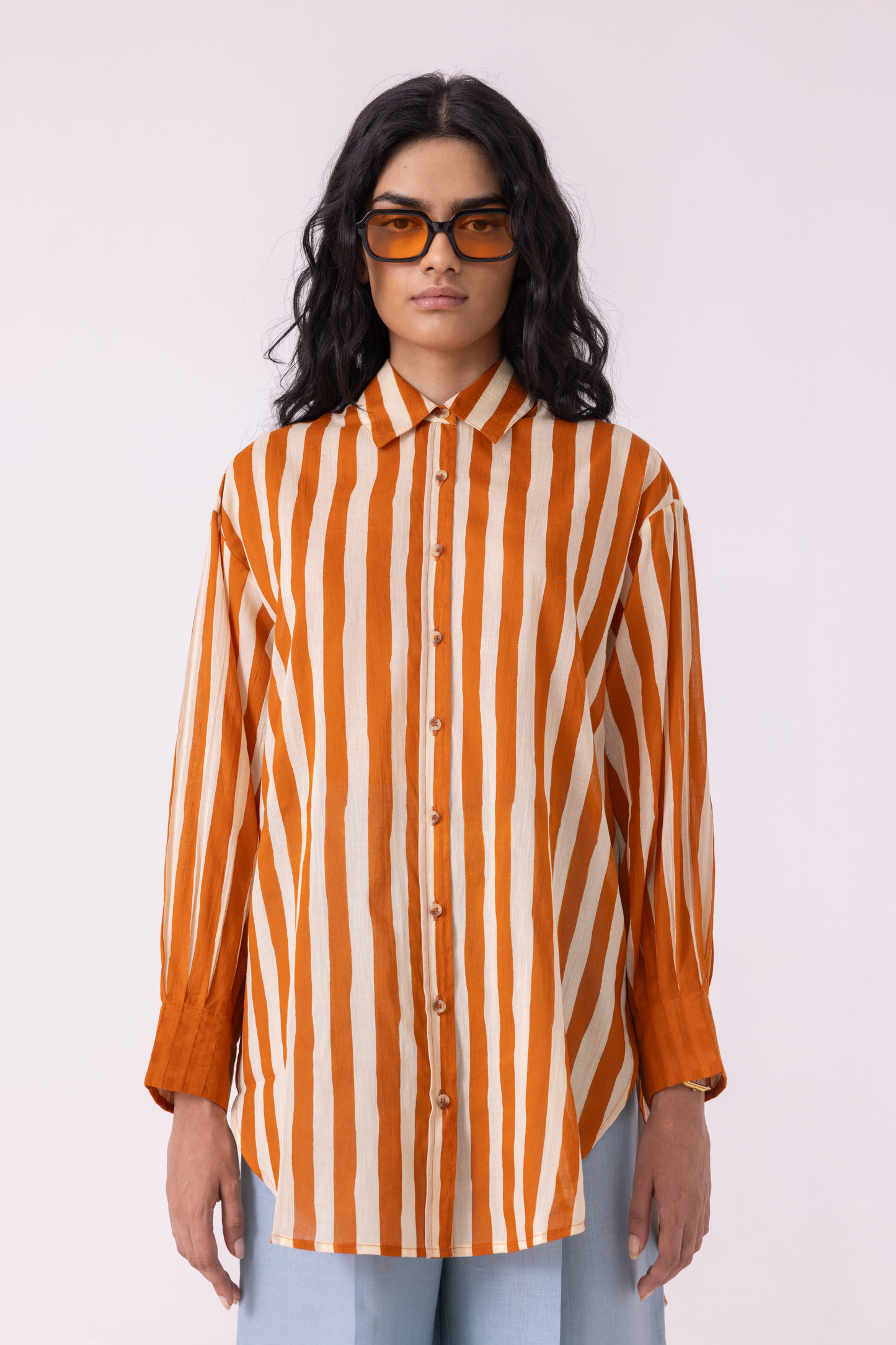 Tori Rust Striped Shirt | shirt — image 11
