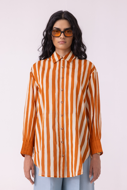 Tori Rust Striped Shirt | shirt — image 11