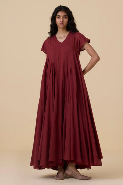 Hadil | Berry Cotton Maxi Dress