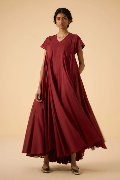 Hadil | Berry Cotton Maxi Dress