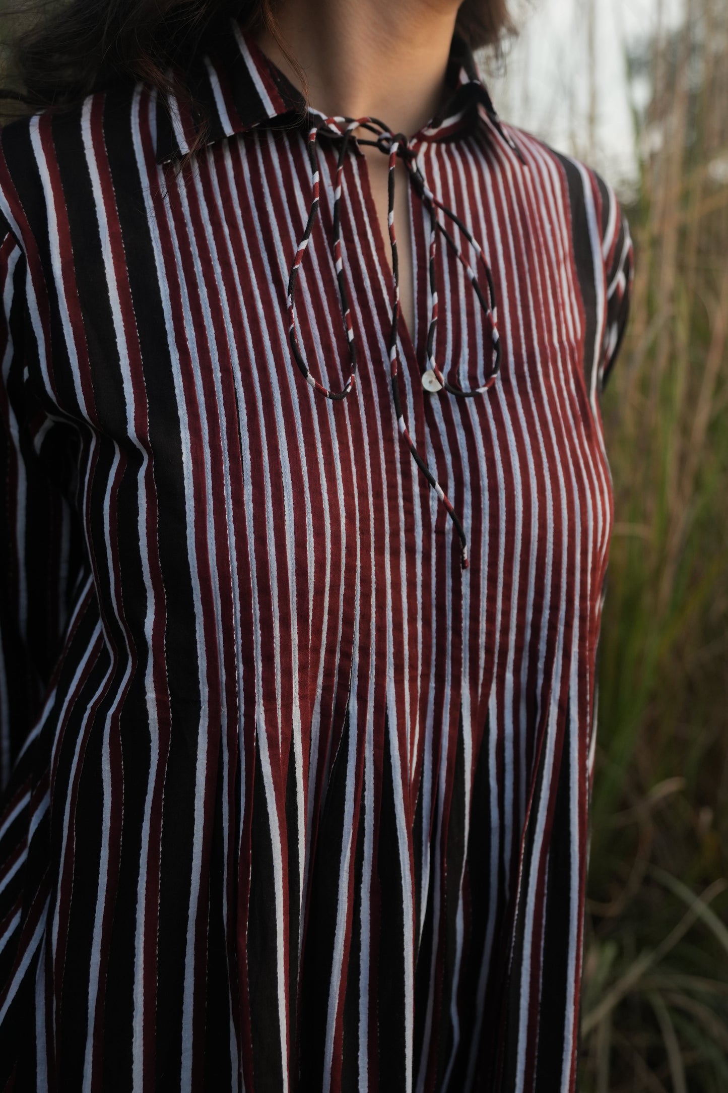 Akari | Striped Dress - Black