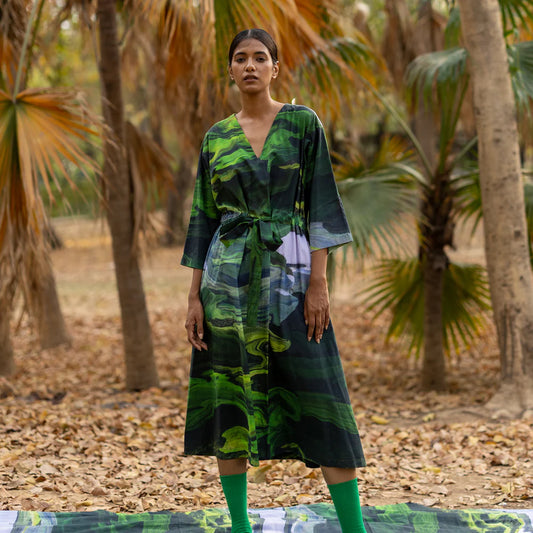 Doris | Green Oversized Printed Dress