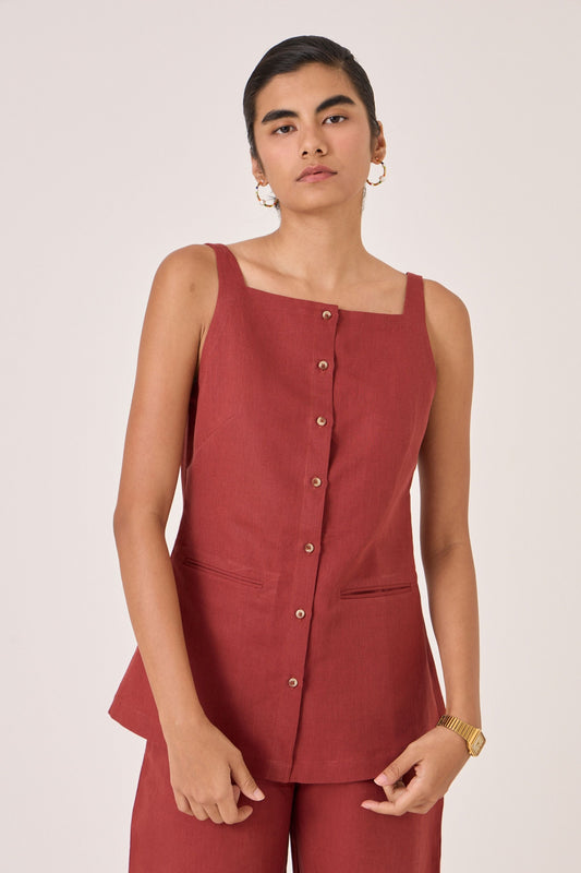 Bisa | Umber Button Down Top