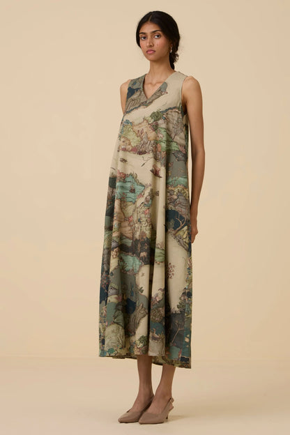 Riaz | Green Print Maxi Dress