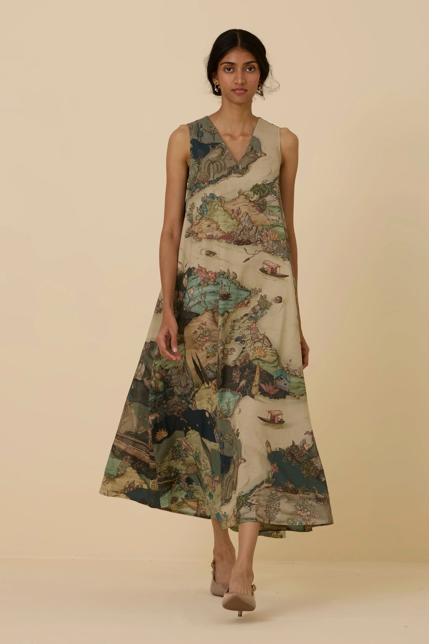 Riaz | Green Print Maxi Dress