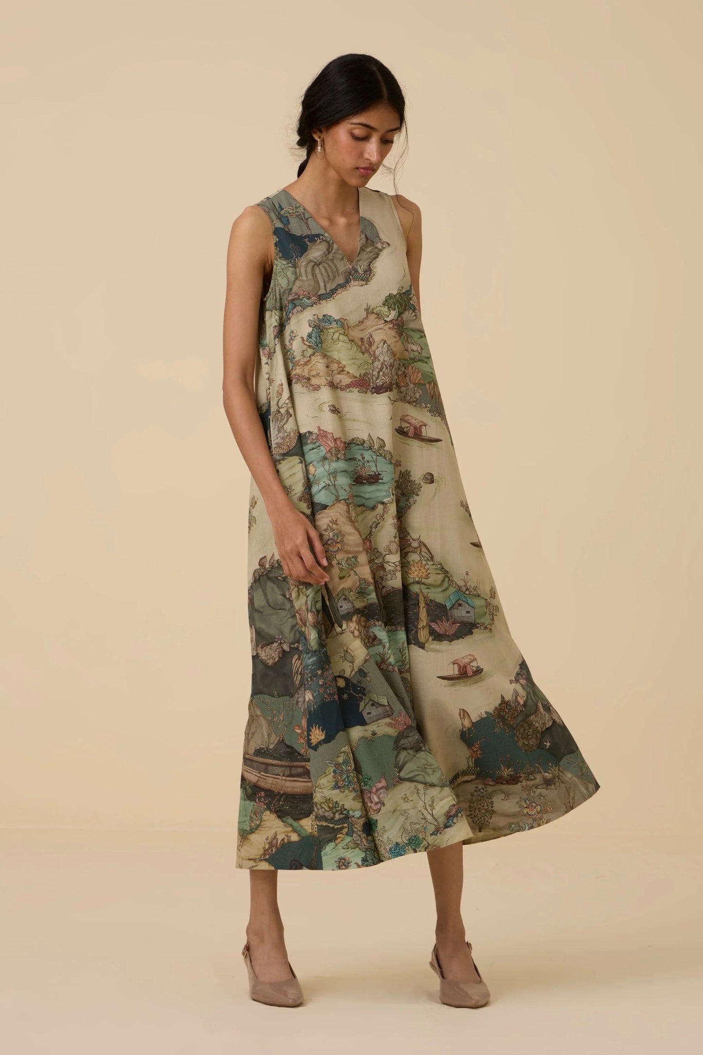 Riaz | Green Print Maxi Dress