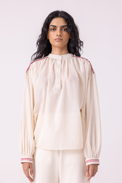 Sveta Off White Handwoven Top | top — image 1