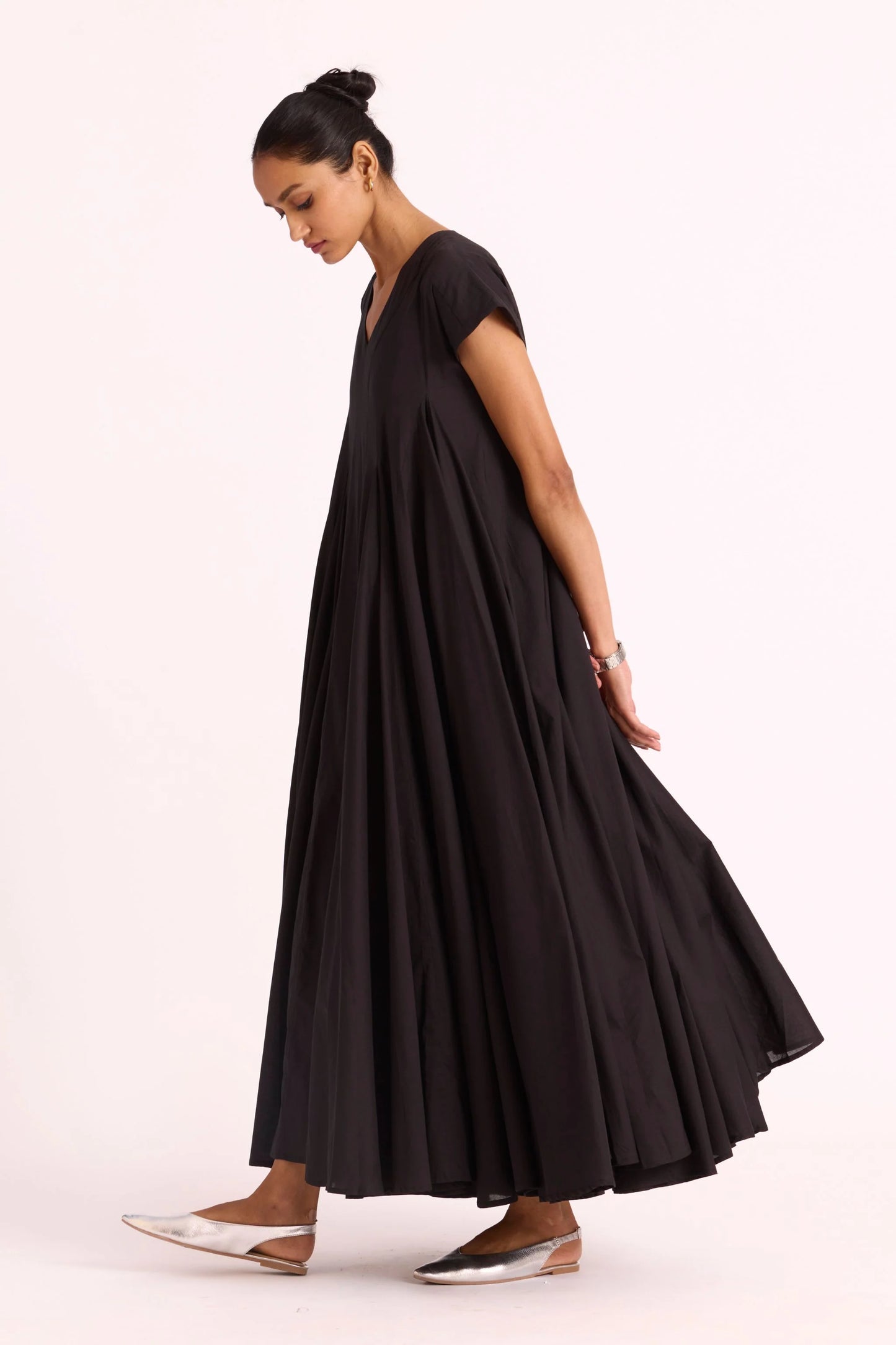 Hadil | Black Cotton Maxi Dress