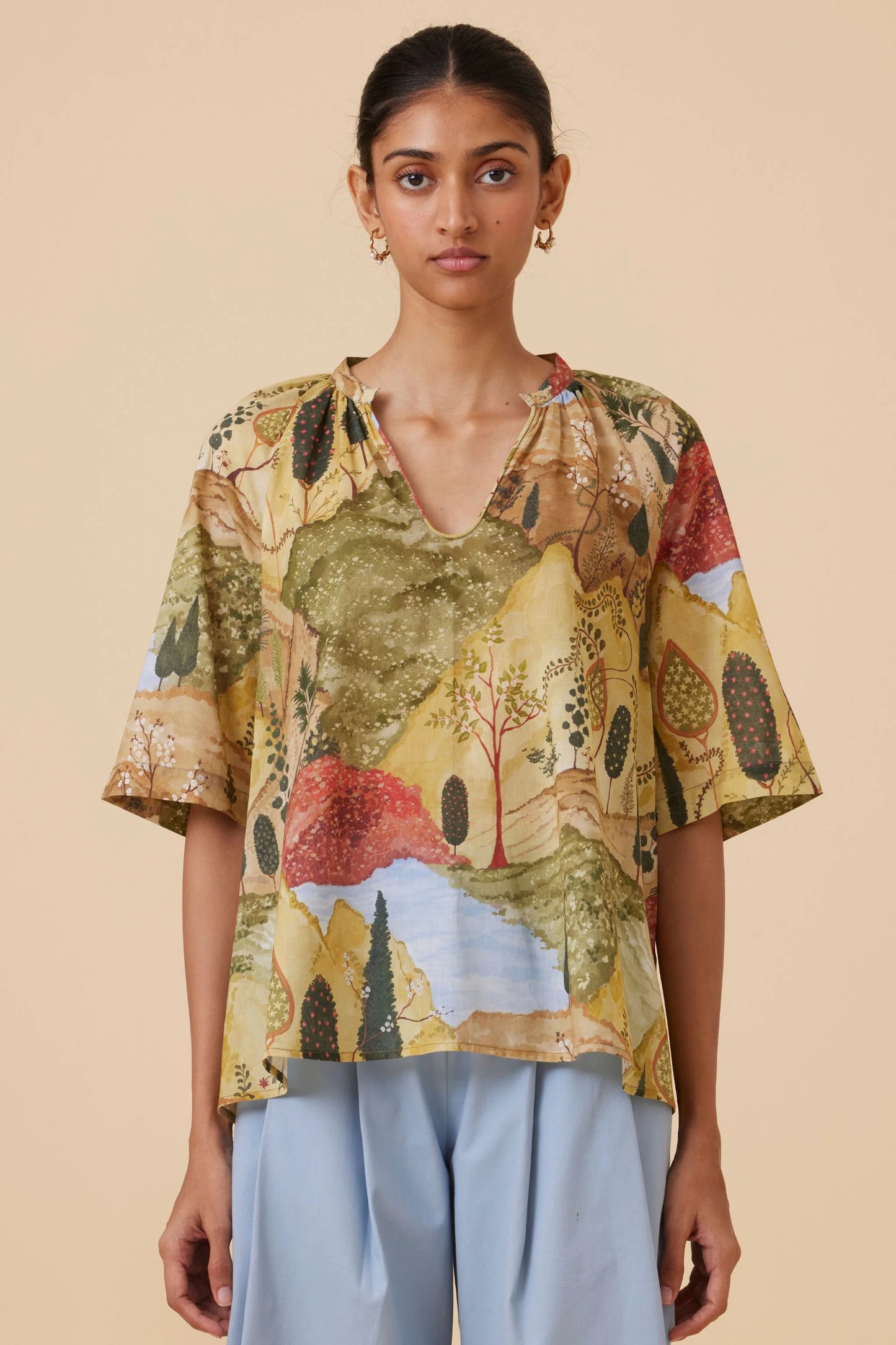 Bheer | Ochre Print Top