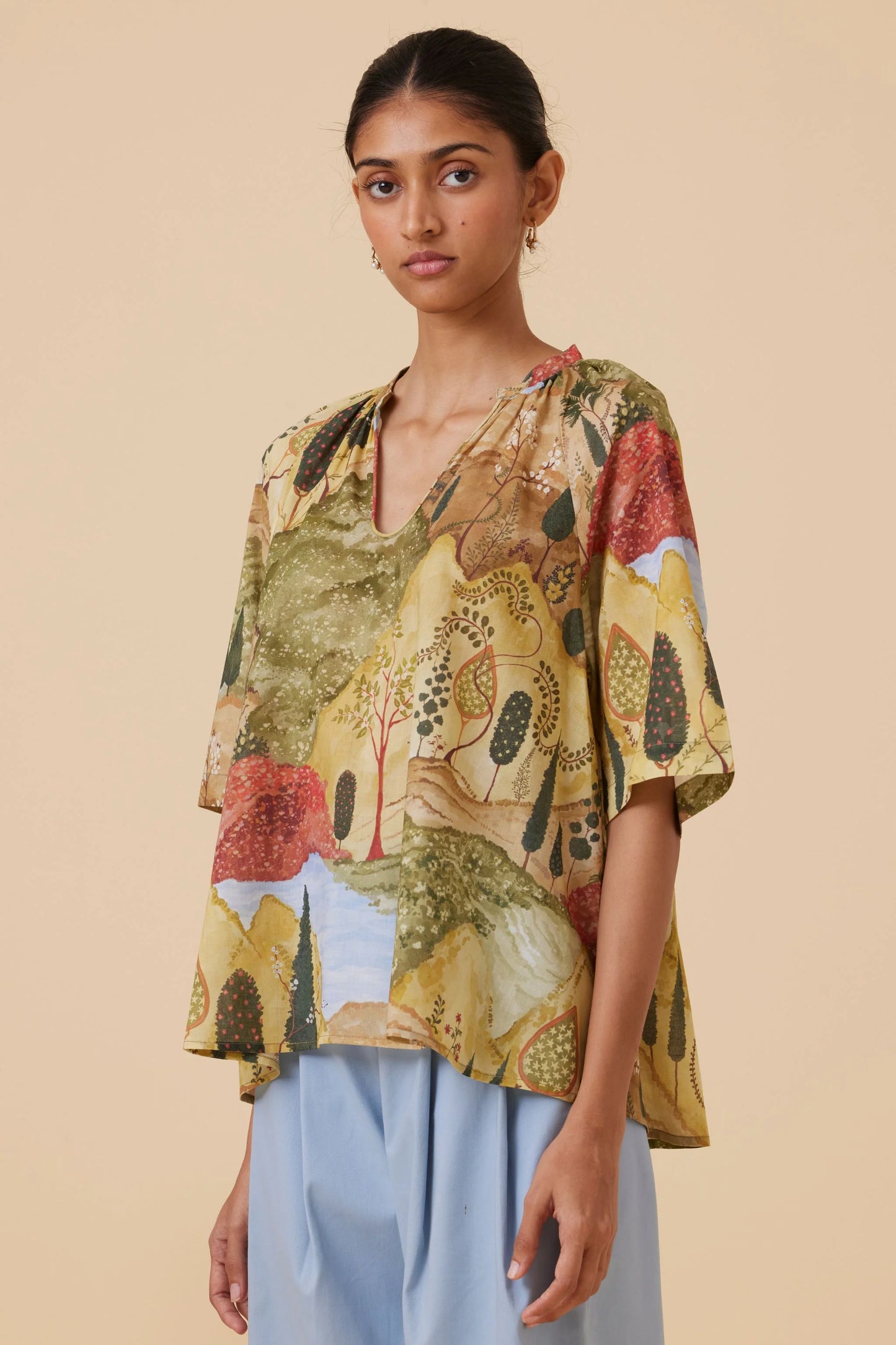 Bheer | Ochre Print Top