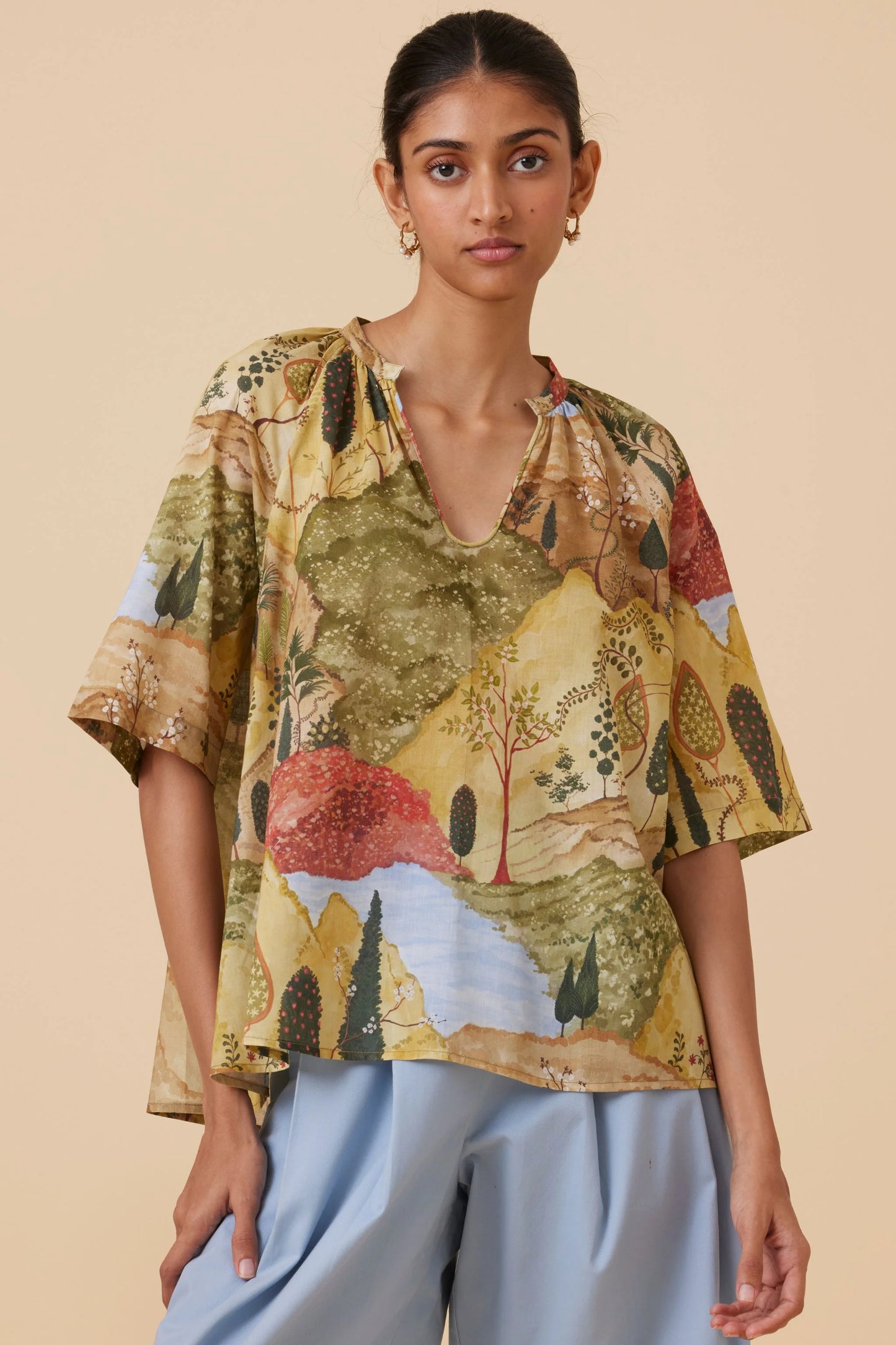 Bheer | Ochre Print Top