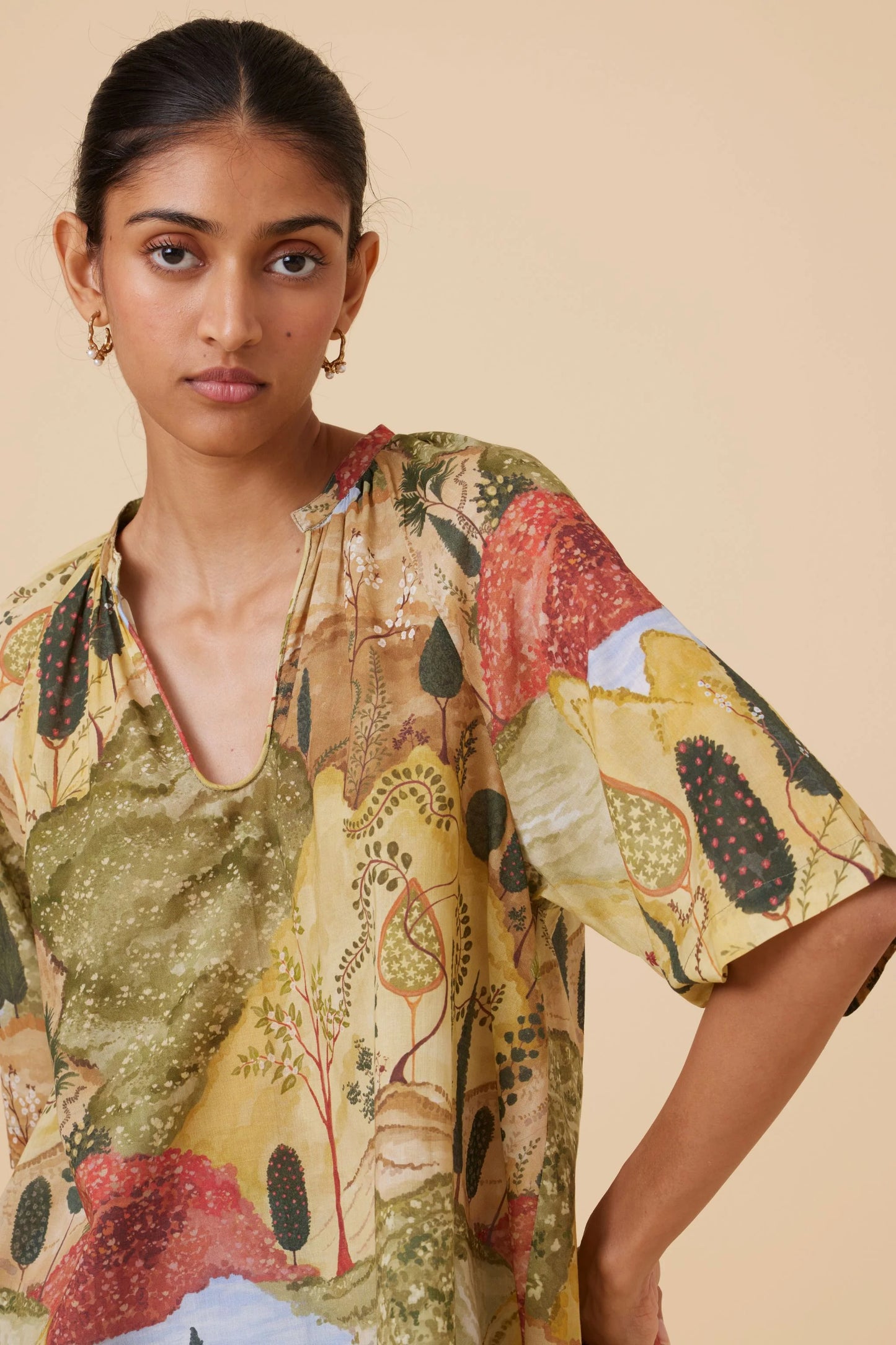 Bheer | Ochre Print Top