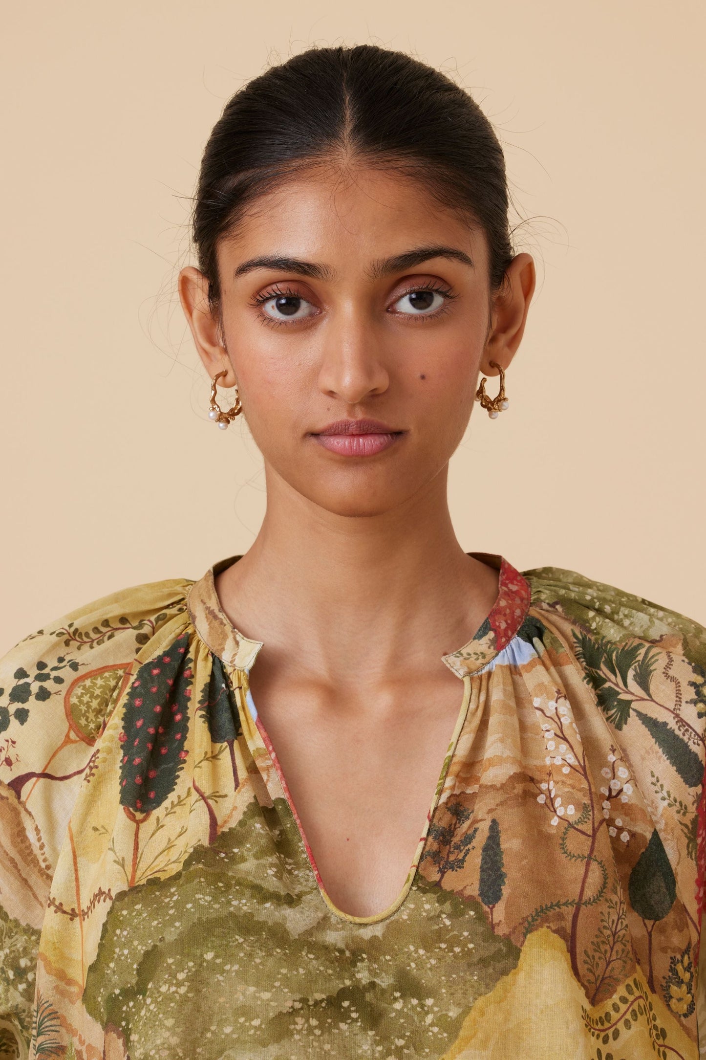 Bheer | Ochre Print Top