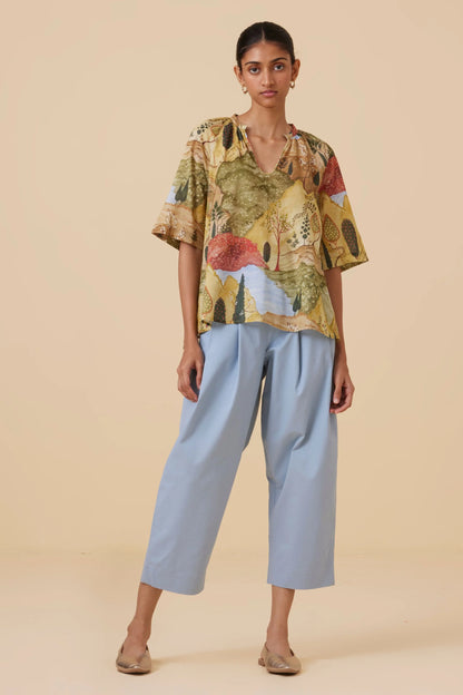 Bheer | Ochre Print Top