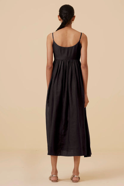 Hamza | Black Sleeveless Midi Dress